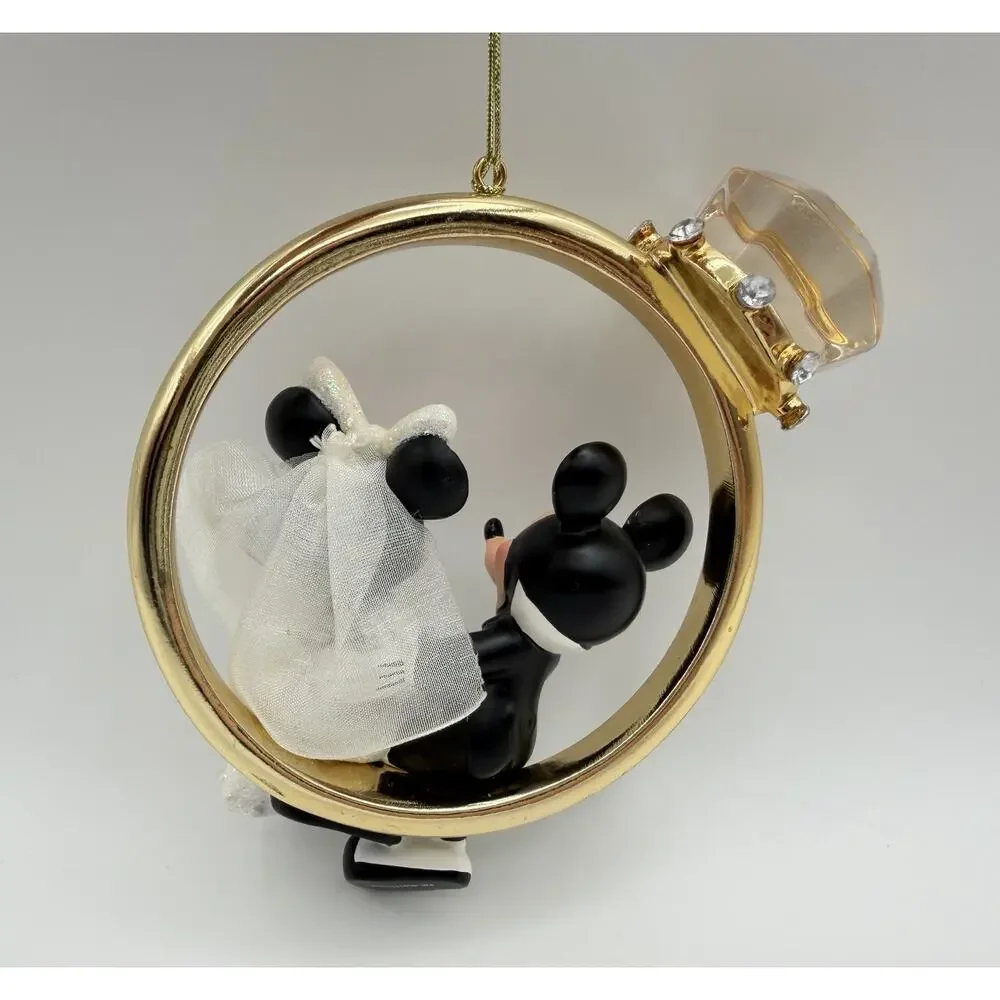 Disney Parks Mickey Mouse & Minnie Mouse Wedding Ring Engagement Ornament NWT
